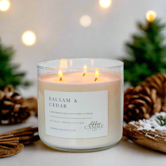 Balsam and Cedar 3 - Wick Soy Candle - Abboo Candle Co® Wholesale