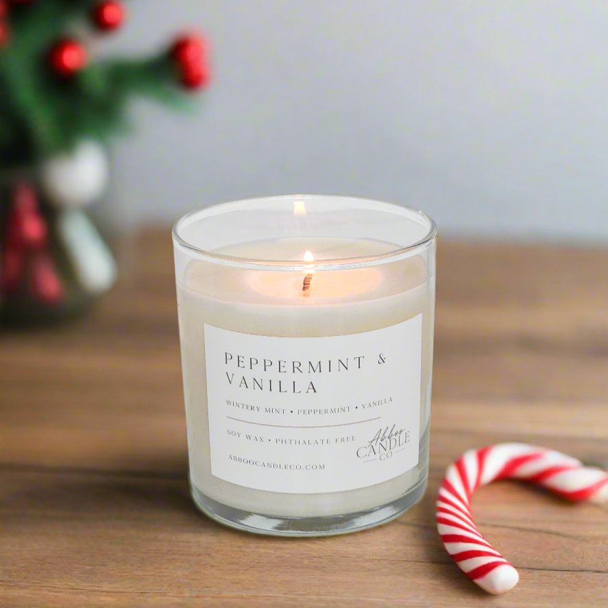 Peppermint and Vanilla Tumbler Soy Candle - Abboo Candle Co® Wholesale