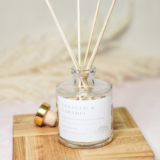 Tobacco and Caramel Reed Diffuser - Abboo Candle Co® Wholesale