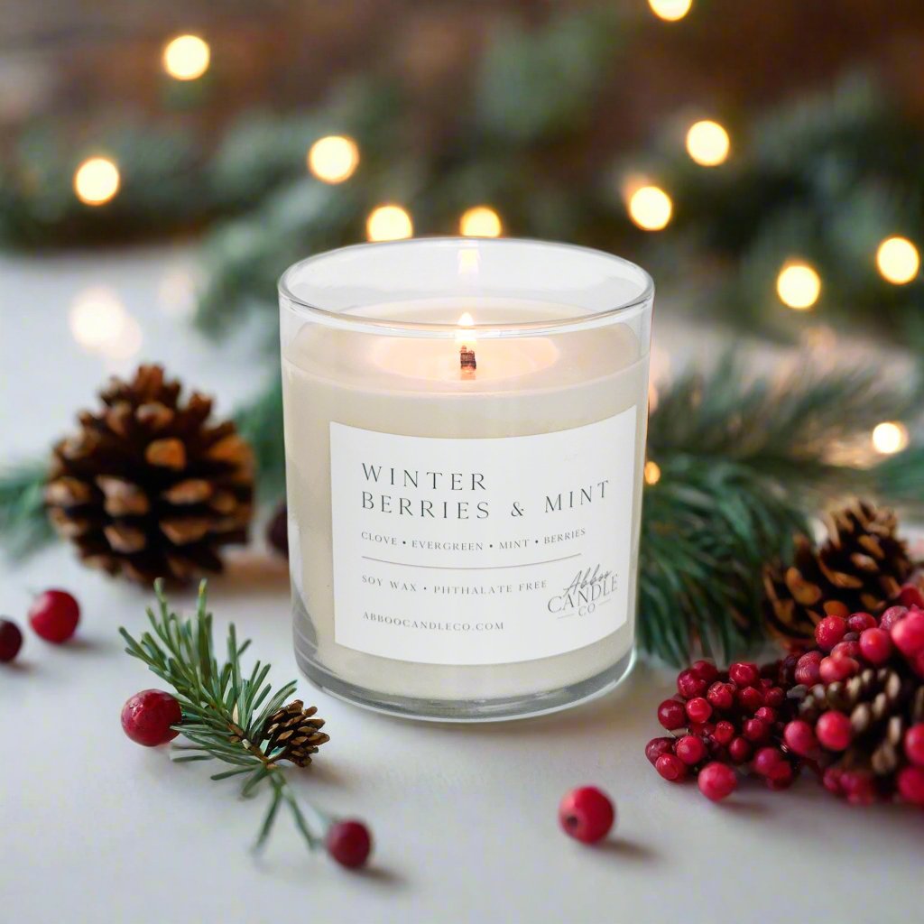 Winter Berries and Mint Tumbler Soy Candle - Abboo Candle Co® Wholesale