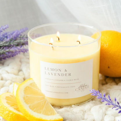 Lemon and Lavender 3-Wick Soy Candle - Abboo Candle Co® Wholesale